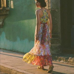 NWT' ANTHRO' MALIBU FLORAL MIXED PRINT  MAXI DRESS